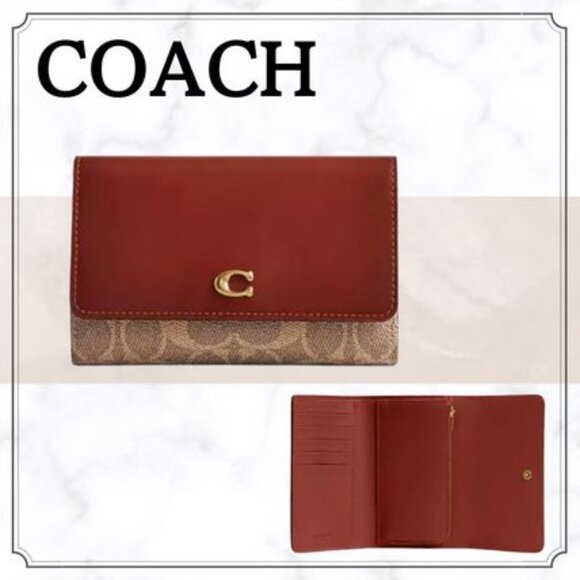 PRICE DROP ✅ Coach Essential Medium Flap Wallet Leather / Logo Canvas CP026 ✨NWT - Picture 6 of 13